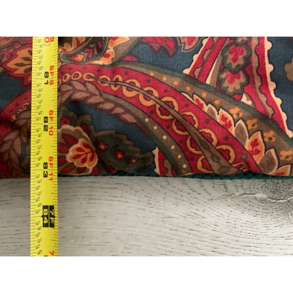 Croscill Vintage Paisley Comforter Green Burgundy Red Reversible Made in USA